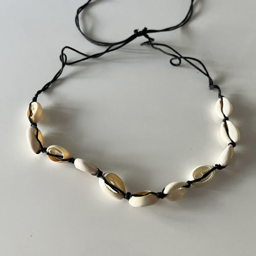 Shell necklace and bracelet set with black cord, like new