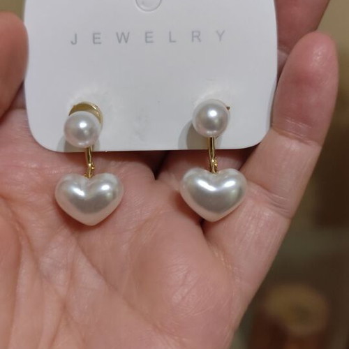Pearl earrings with heart design from stainless steel new