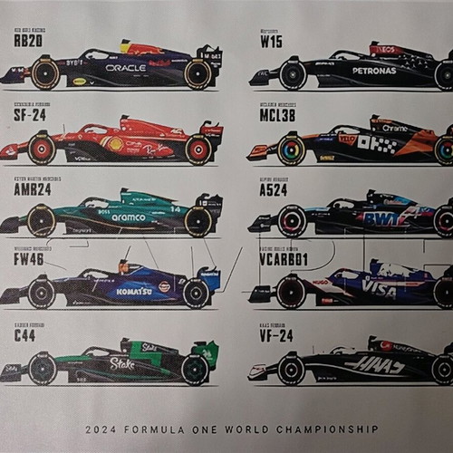 Formula 1 poster with 2024 cars and drivers, new