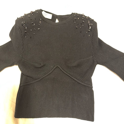 Zini blouse with crystals and shoulder pads black like new size M