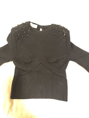 Zini μπλούζα με κρύσταλλα και βάτες μαύρη σαν καινούργιο μέγεθος M