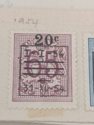 Γραμματόσημα Βελγίου 1954 σαν καινούργια, Overprint