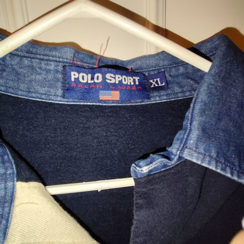 Polo long-sleeve shirt like new, dark blue, XL