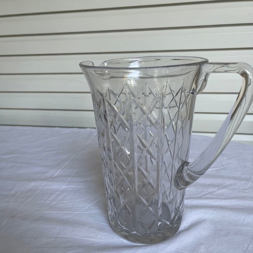 Crystal pitcher and small Saint Louis Art Deco vase used