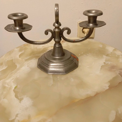 Candlestick like new with two candles, German tin 95%