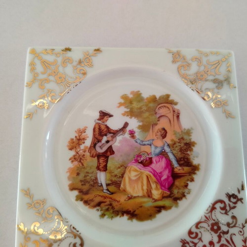 Porcelain decorative plate F.M Limoges France used