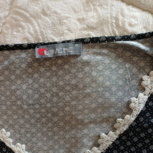 Love Me Apparel black blouse with lace and buttons like new
