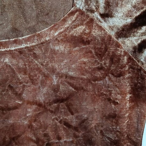 Velvet blouse M, vintage, brown, open neckline