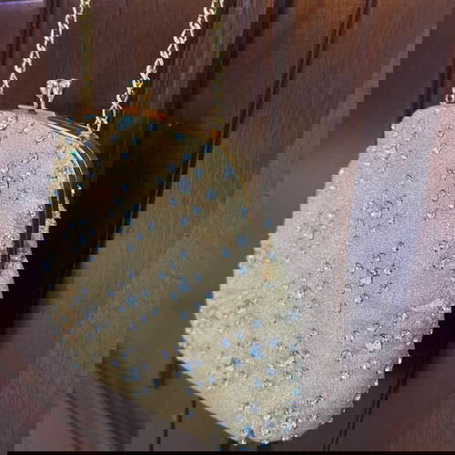 Βραδινό τσαντάκι vintage αχρησιμοποίητο με αστραφτερές πέτρες και λεπτή αλυσίδα