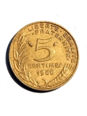 France 5 centimes coin 1986 used