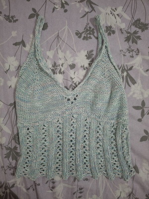 Handmade knitted top turquoise, size L, new