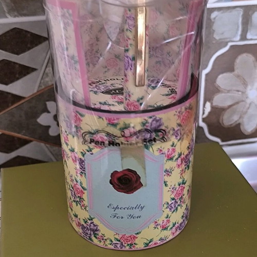 Vintage pencil holder set with envelopes and stickers sealed