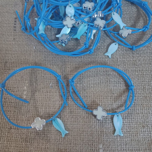 Baptism martyrika bracelets with fish and cross, new, pack of 70
