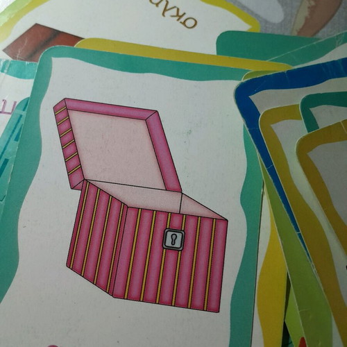 Educational cards used, over 100 pieces