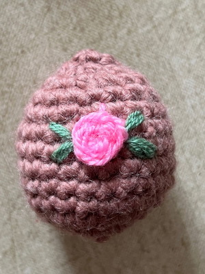 Handmade Easter egg with embroidered rose new