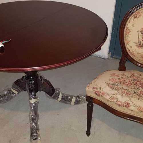 Classic round dining table used with 4 chairs