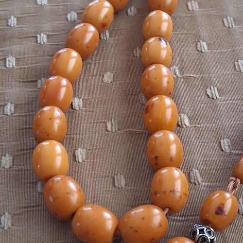 Komboloi worry beads genuine old Persian mastic sudurus, handmade, 55 beads