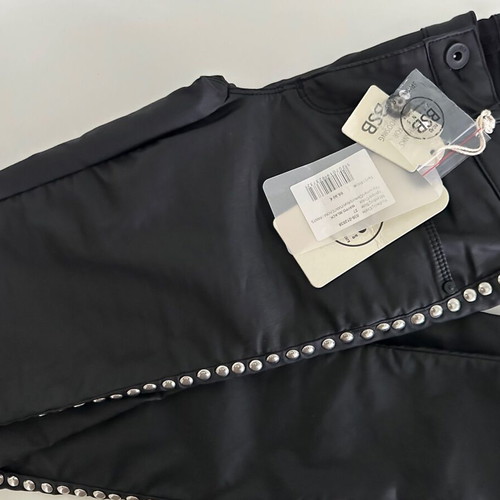 BSB Jeans Sadie Leather Pants New Black with Studs