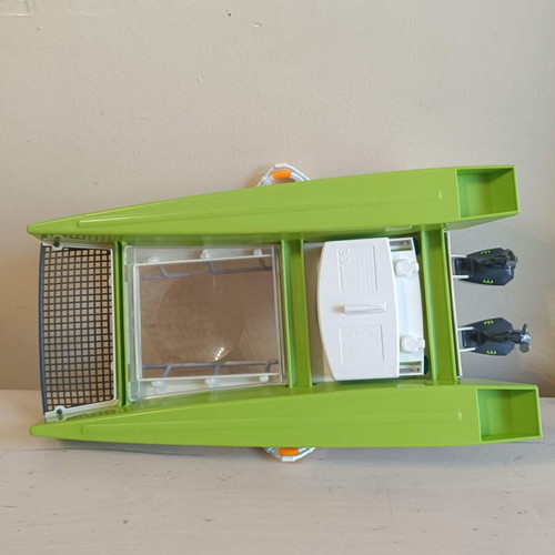 Playmobil catamaran used with panoramic window for water play