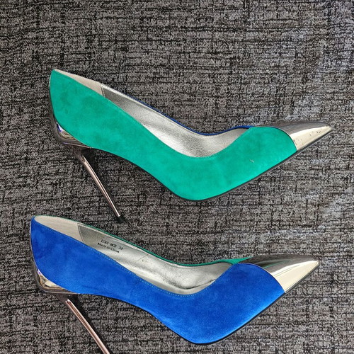 Jeffrey Campbell Lure heels like new, blue and green suede, size 38