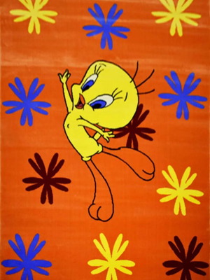 Looney Tunes Warner Bros children's rug authentic like new, orange with Tweety
