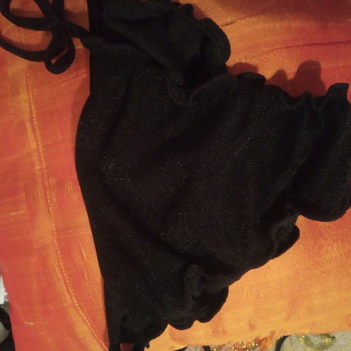 Swimwear bottom used, black with ties
