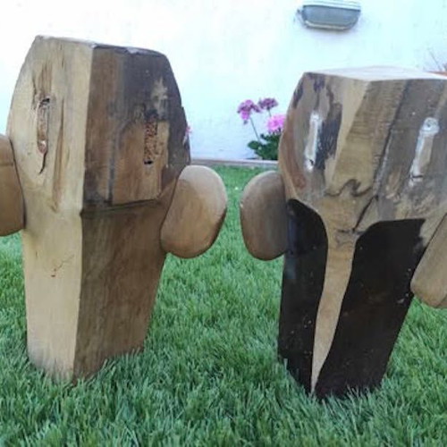 Wooden totem carvings like new, set of 2, handmade in Greece