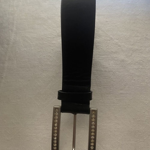 Leather belt Saddler with decorative crystal buckle like new, black