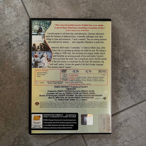 Amarcord DVD like new with Greek subtitles