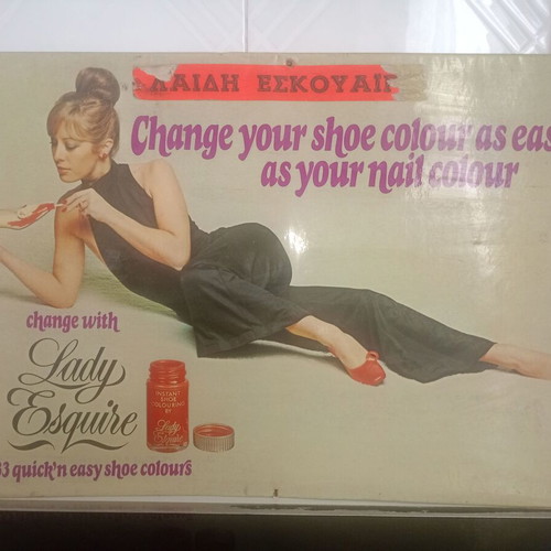 Lady Esquire Instant Shoe Colouring vintage tin advertising sign