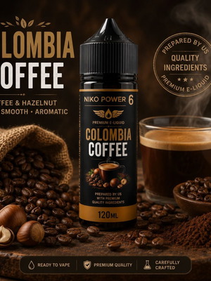 Colombia Coffee Niko Power 6 120ml e-liquid with coffee and hazelnut aroma