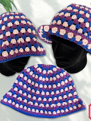 Handmade Bucket Hat "Violets"