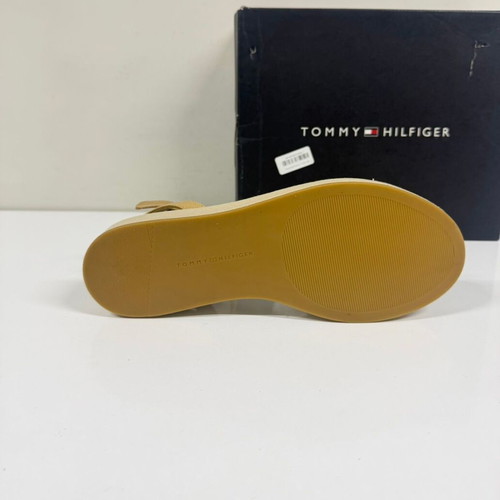 Tommy Hilfiger linen flatform sandals new, beige and brown, size 40