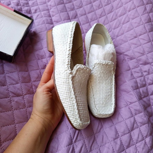 Leather moccasins with wooden heel like new, size 38