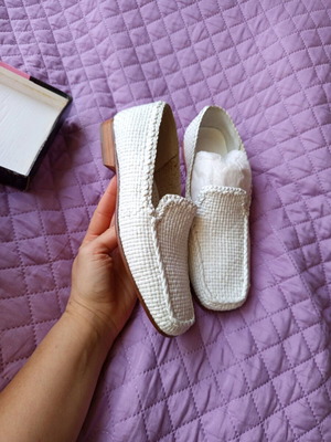 Leather moccasins with wooden heel like new, size 38