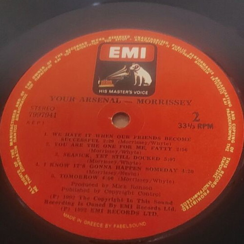Morrissey Your Arsenal LP like new, Greek copy 1992