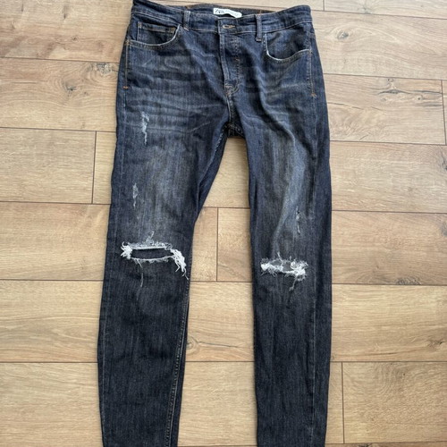 Zara men's ripped jeans dark grey like new, XXL