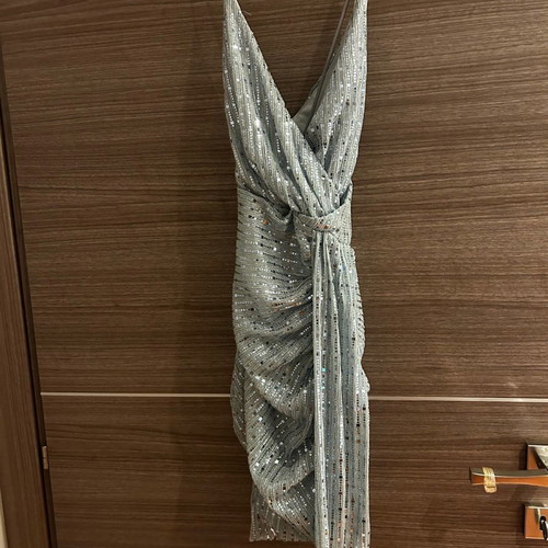 Mini dress with sequins used, light blue XS My T Wearables