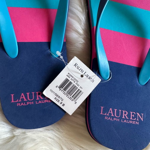 Ralph Lauren flip flops new, size 39/40, blue and pink