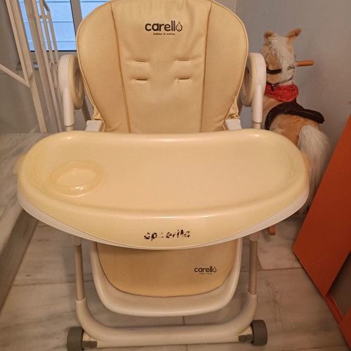 Adjustable baby high chair used with leatherette seat and metal frame