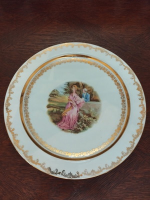 Retsch & Co Bavaria porcelain decorative plate 27.2 cm used, cracked