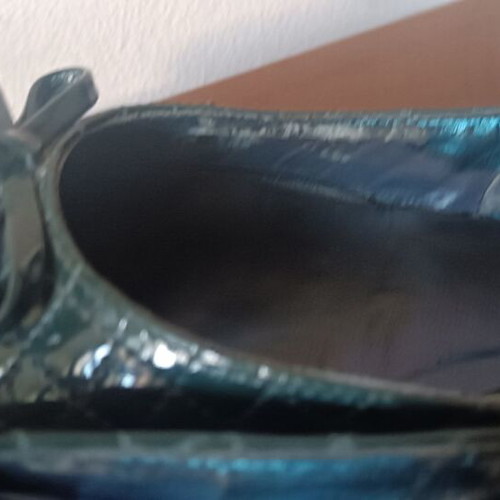 Blu Byblos No 38 ballerinas used, dark green quilted patent leather
