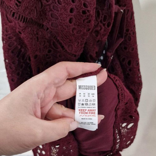 Missguided midi dress burgundy broderie anglaise like new