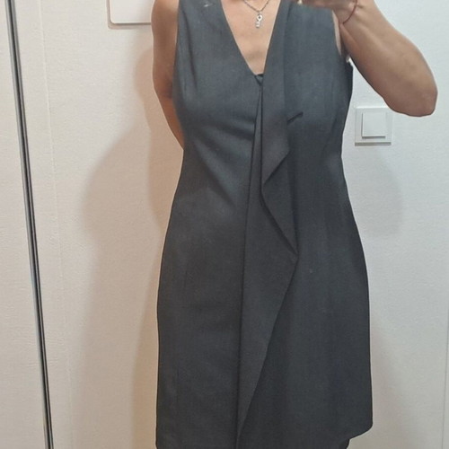 Calvin Klein dress gray size 12 like new with V-neck and ruffle