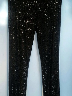 M&S Pants With Sequins And Elastic Black New