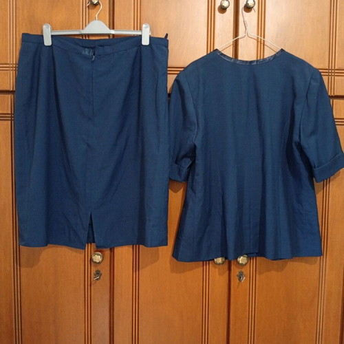 Women's linen suit used, Greek tailoring, size 3XL, blue