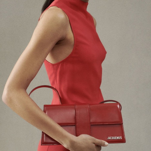 Jacquemus The Long Bambino Handbag new, red with silver hardware