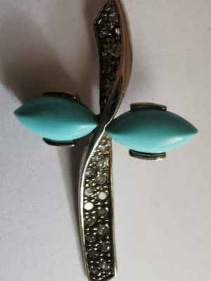 Cross with carved base and turquoise stones like new