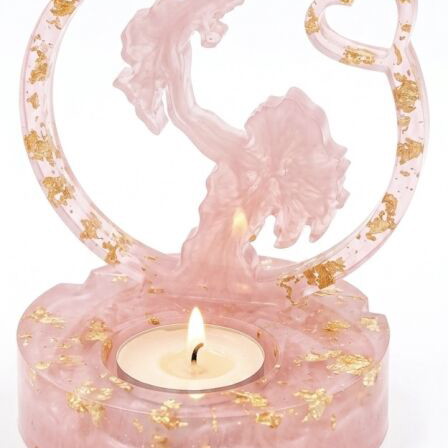 Liquid glass tealight holder with mother and baby figure new