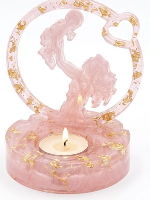 Liquid glass tealight holder with mother and baby figure new